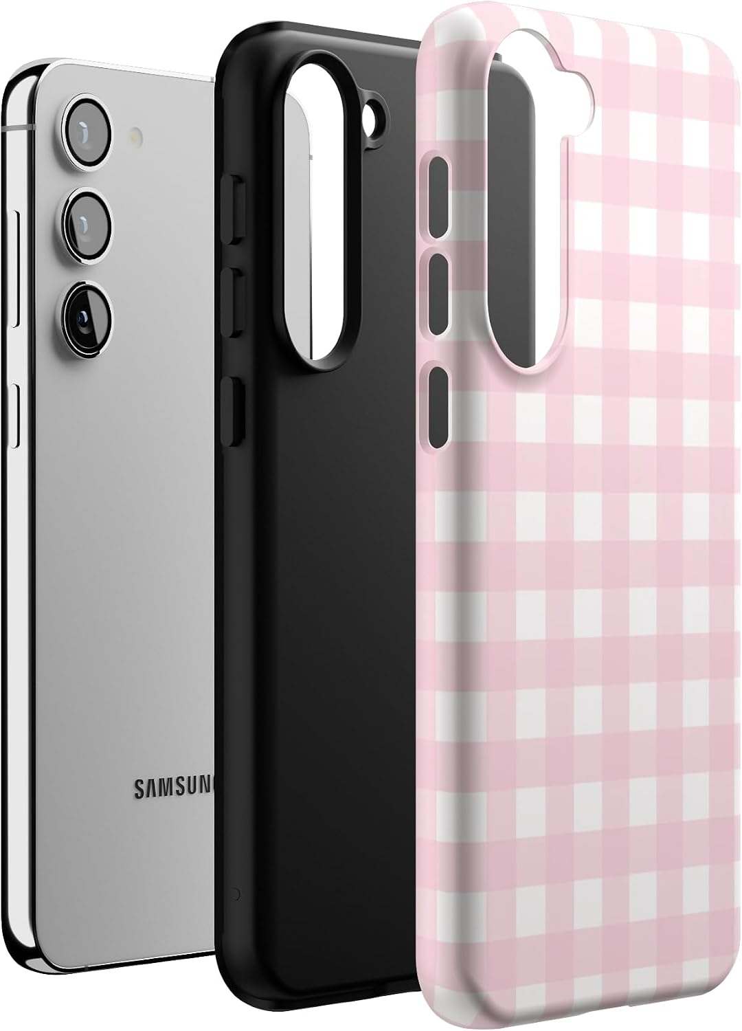 Casely Galaxy S23 Plus Case | Pink Plaid | Sunday Best | Essential Slim Dual-Layer Protective Design