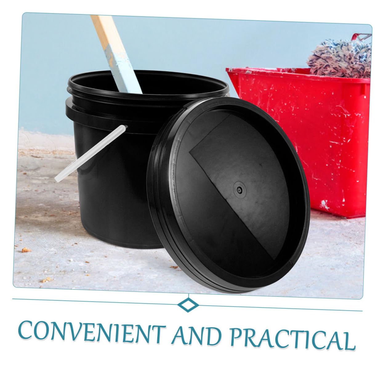 jojofuny Cubo de Pintura de Plástico con Asa Y Tapa Gran Capacidad 5 L Redondo Apto para Uso Alimentario Contenedor de Pintura Sellable para Constructores