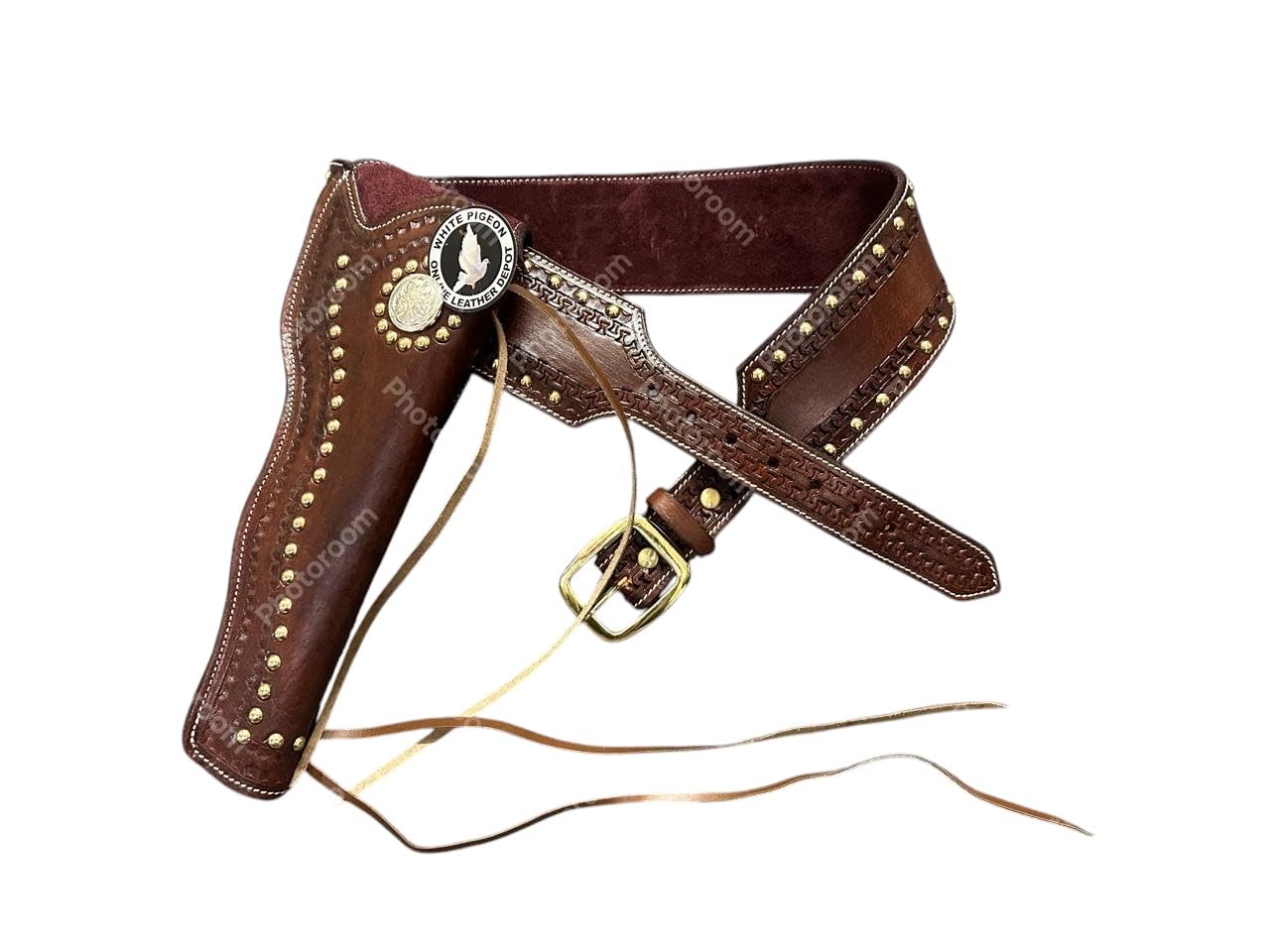 Cartridge Belt Cowboy with Holster Ammo Loops Gun Holder .22 .32. (Tan Right & Left Hand, Size 8 (58