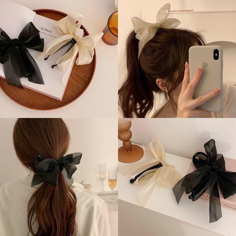 Set de 2 pinzas para cabello con diseño de lazo miniatura 3