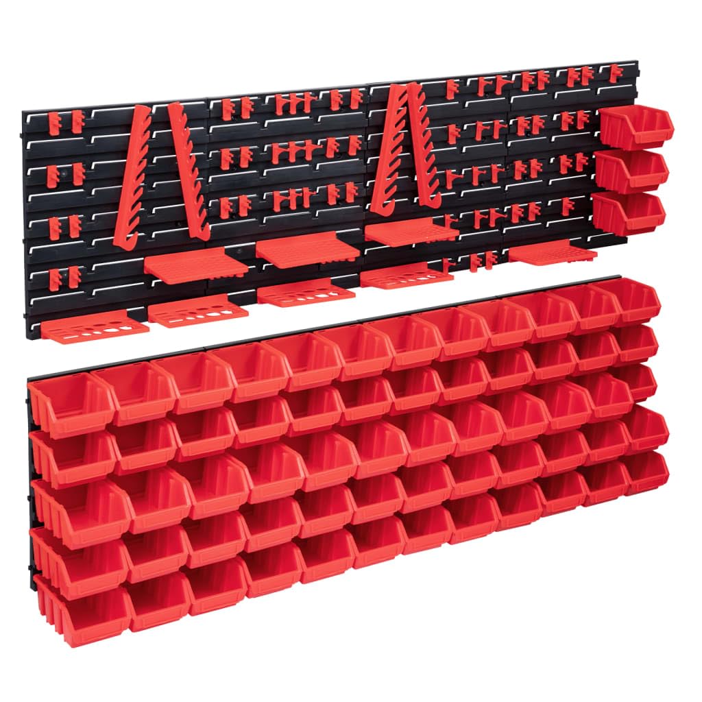 Genérico Kit de Cajas de almacenaje 141 pzas Paneles de Pared Rojo/Negro,Bricolaje,Accesorios de Bricolaje,Organización y Almacenamiento de Herramientas,Armarios para herramientas-150814
