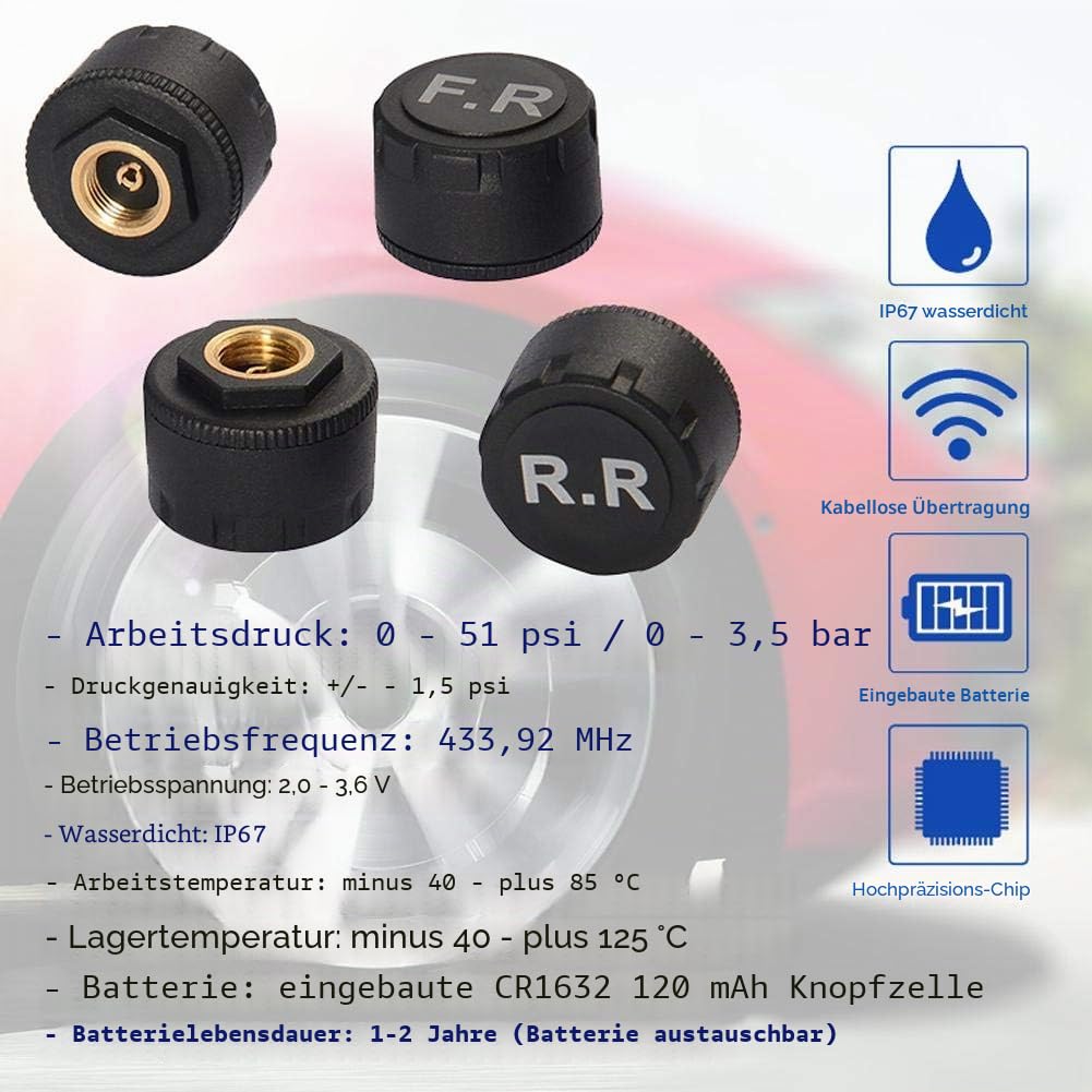 Reifendruckkontrollsystem Auto USB TPMS Überwachungsalarm mit externem Sensor für Android Navigation für alle Autos