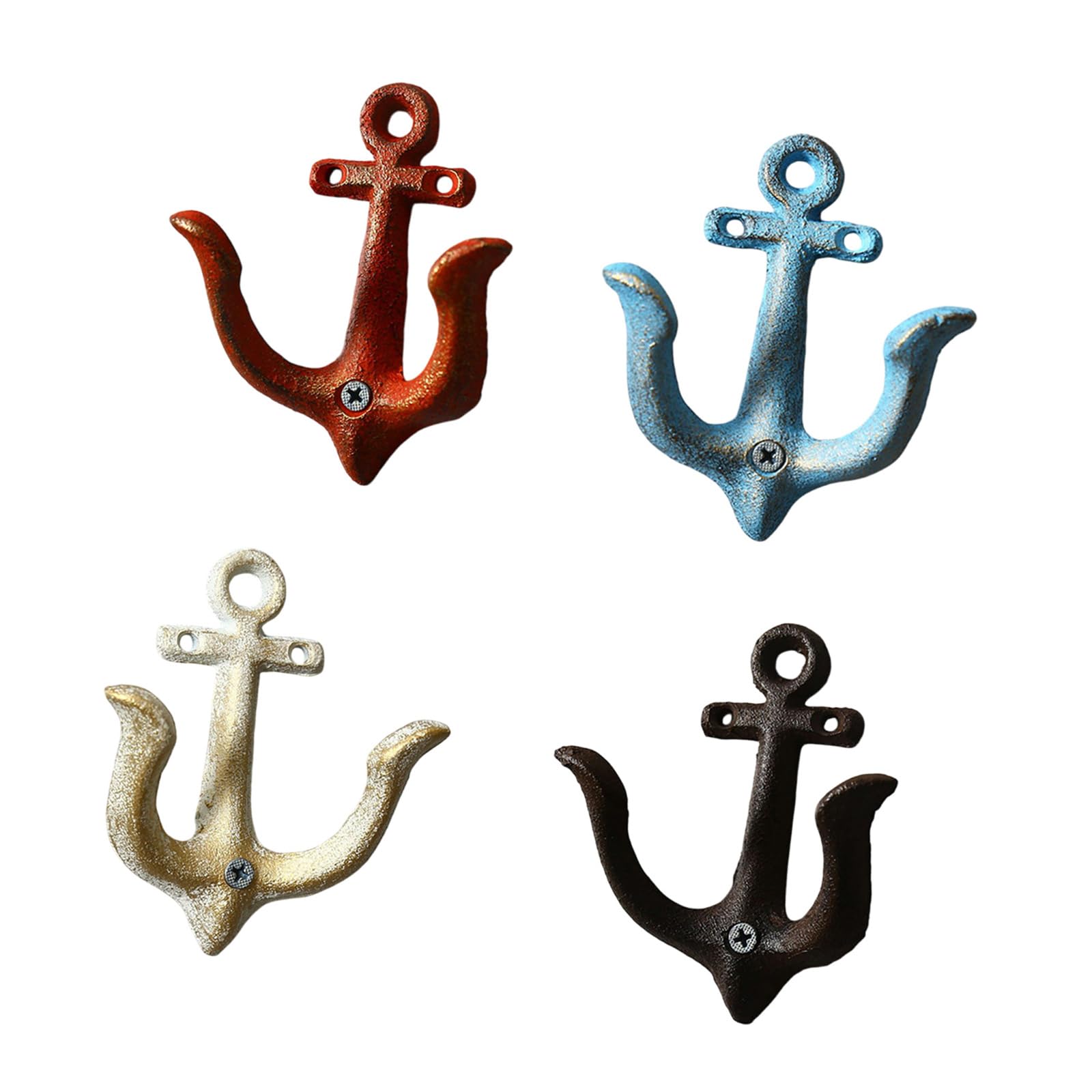Qusinfc Red Blue White Black Decorsative Metal Anchors Hooks For Wall Mounting Antique Iron Homes Decors Heavy Duty Hangers For Coat Hat Craft Projects Sturdy Anchors Coat Hanger