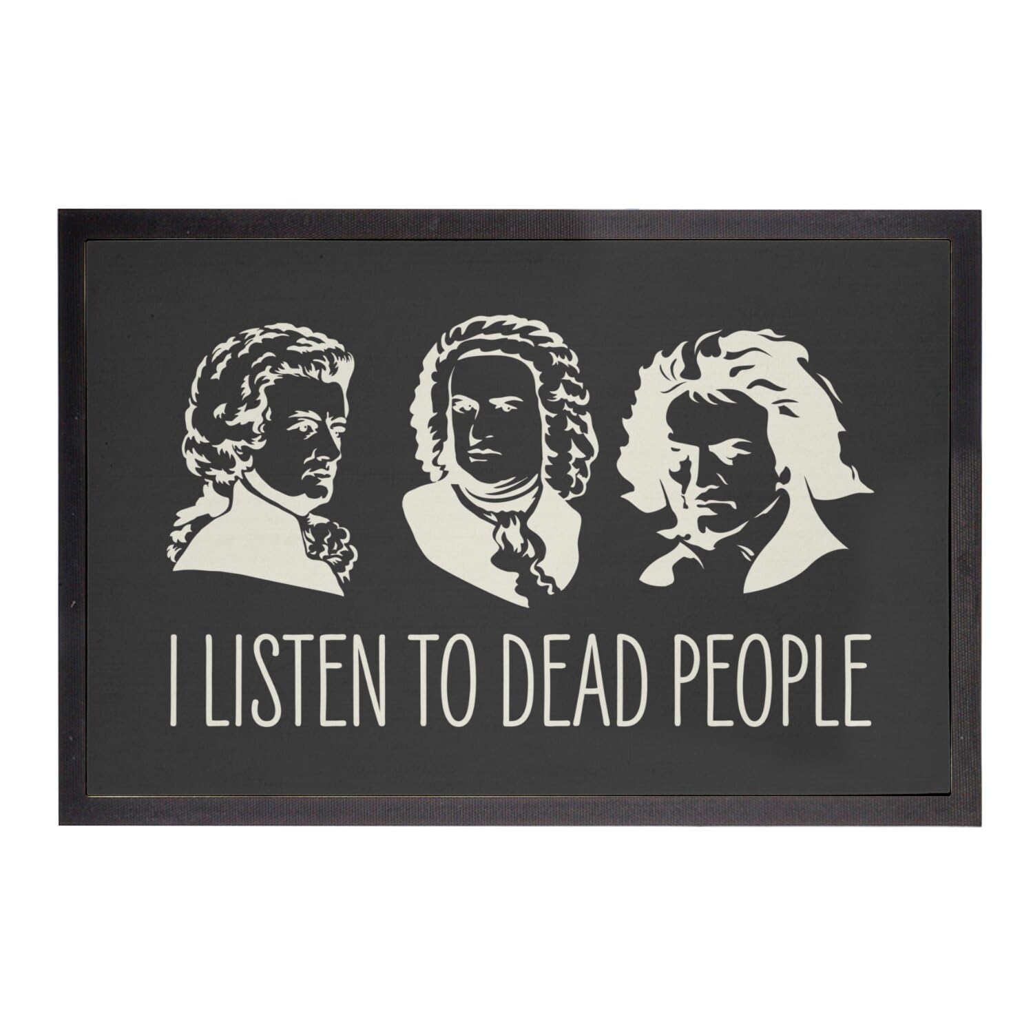 Paillasson noir Bach Mozart Beethoven cadeau idéal original pour musicien 75x50cm