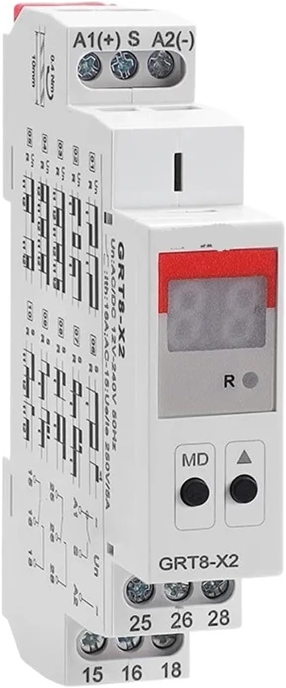 1Pcs GRT8-X Digital Display Multifunction Timer Relay 16A with 20 Function Choices AC DC 12V 24V 220V 230V(GRT8-X1 ACDC12V-240V)