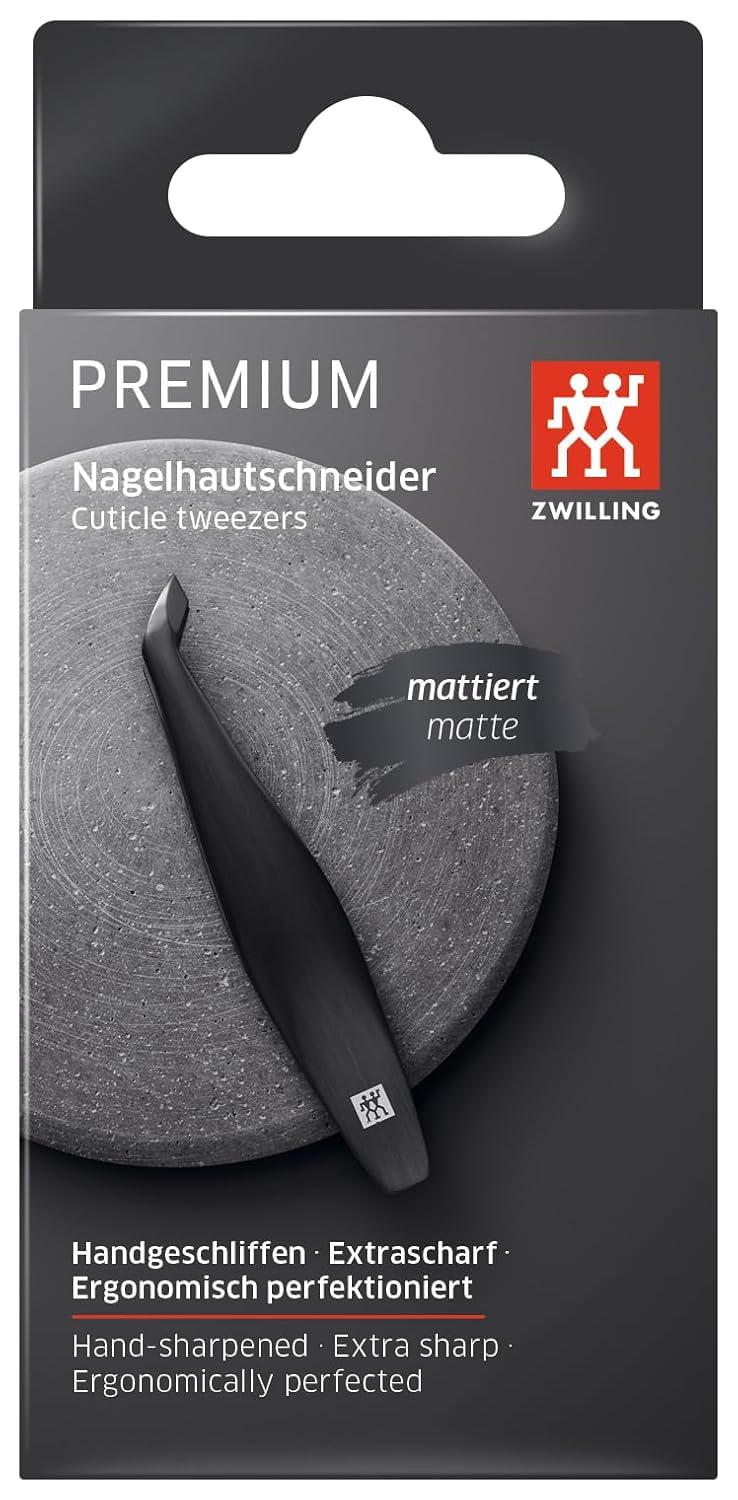 ZWILLING Corta cutículas (eliminación precisa de los restos de cutículas, bordes cortantes afilados y angulados, hipoalergénico), acabado mate, premium, negro