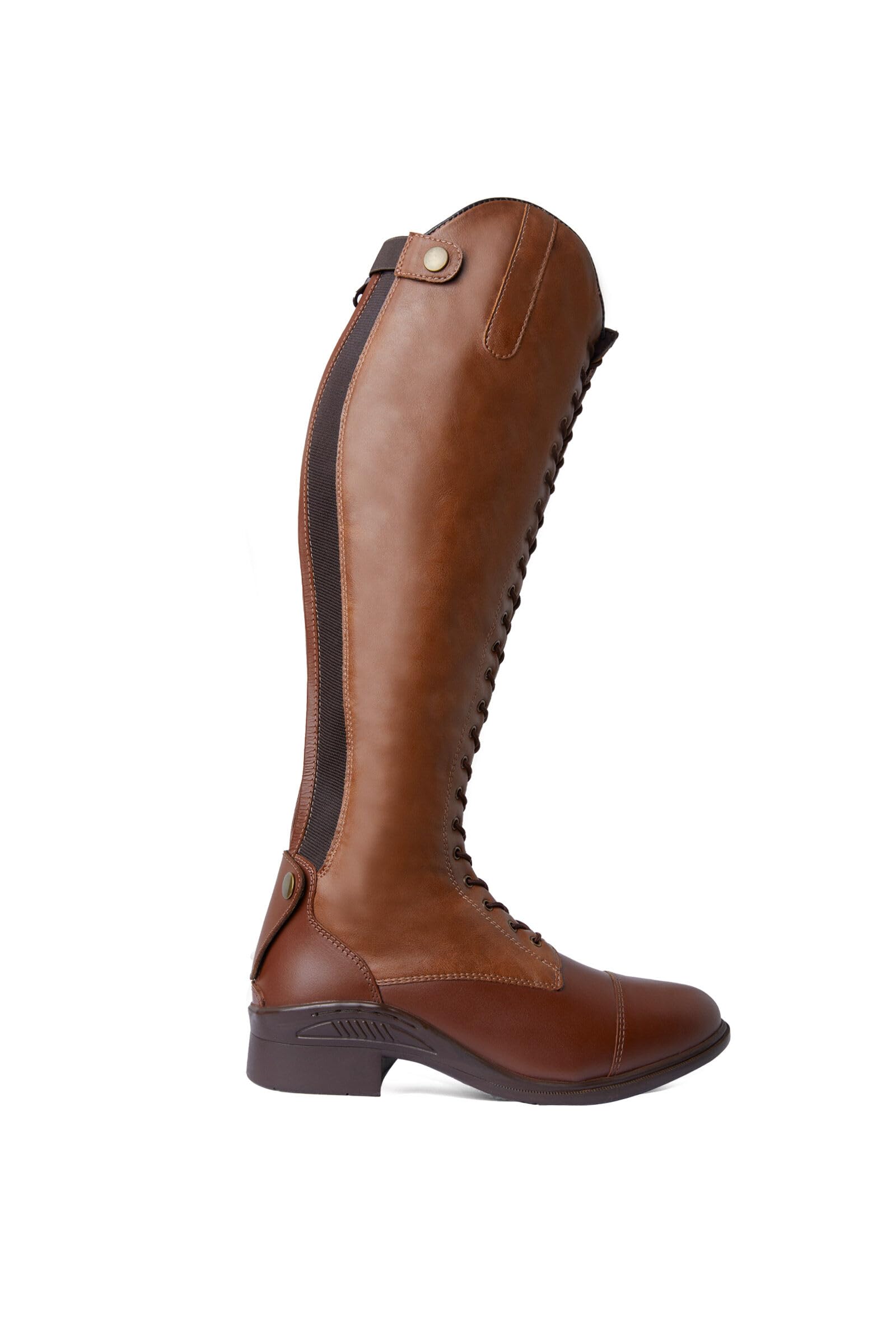 HORZE Damenreitstiefel mit Schnürung – Klassische Leder-Reitstiefel mit Frontschnürung und rückseitigem Reißverschluss, Braun, 37