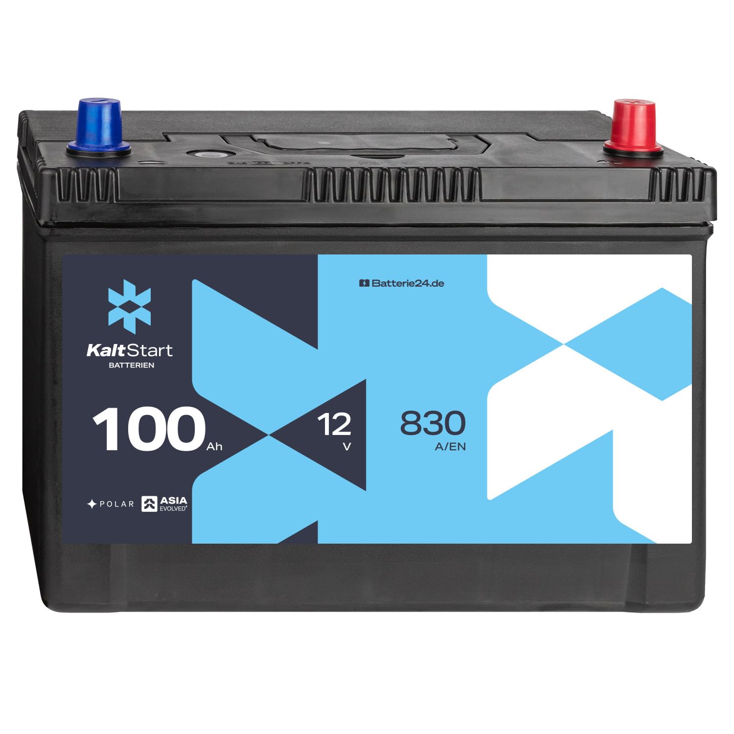 KaltStart Autobatterie 12V 100Ah 830A/EN ASIA Pluspol Rechts | 30% mehr Startleistung, ersetzt 95Ah