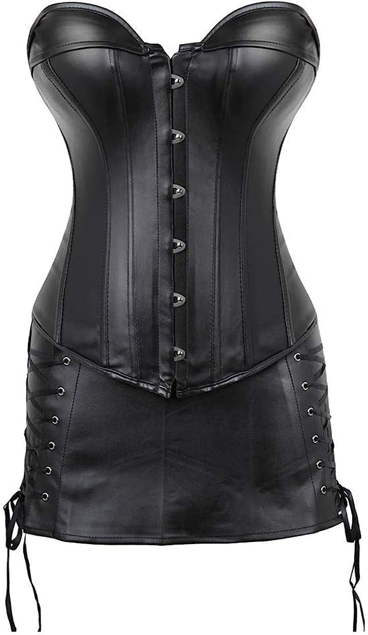 KSHUN Women's Leather Corsets Steampunk Gothic Corset Punk Rock Steampunk Corset Bustier Dress Suits