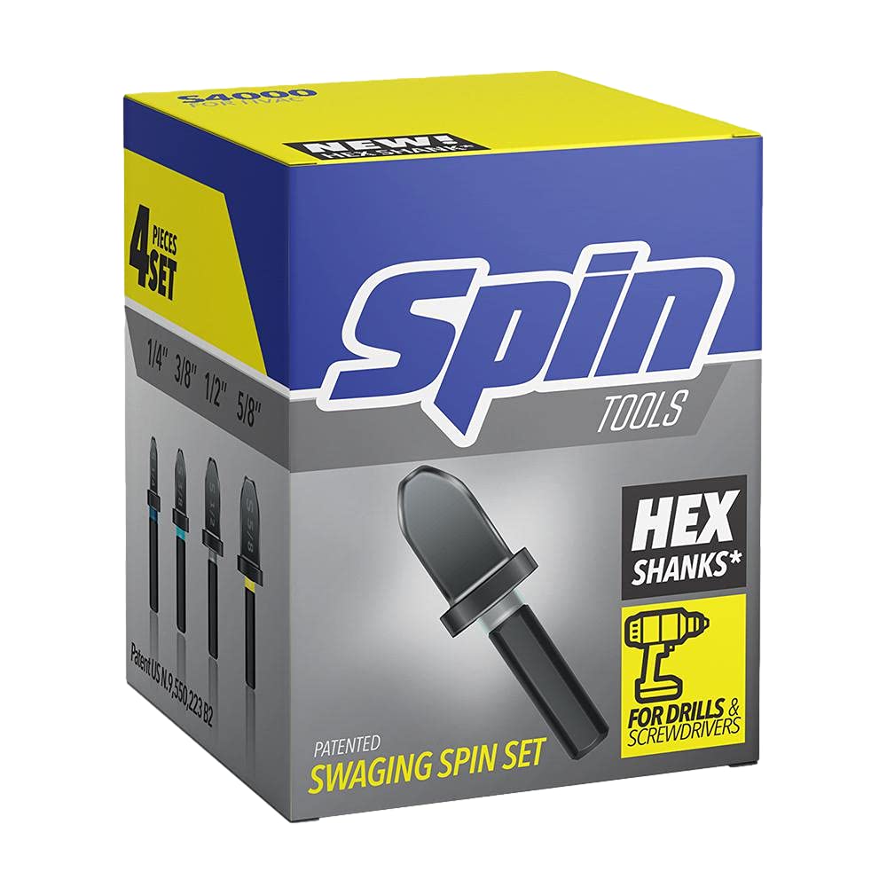 SPINTools 4000 4-Piece Drill Bit Swaging Tool Set 1/4, 3/8, 1/2, 5/8-Inch