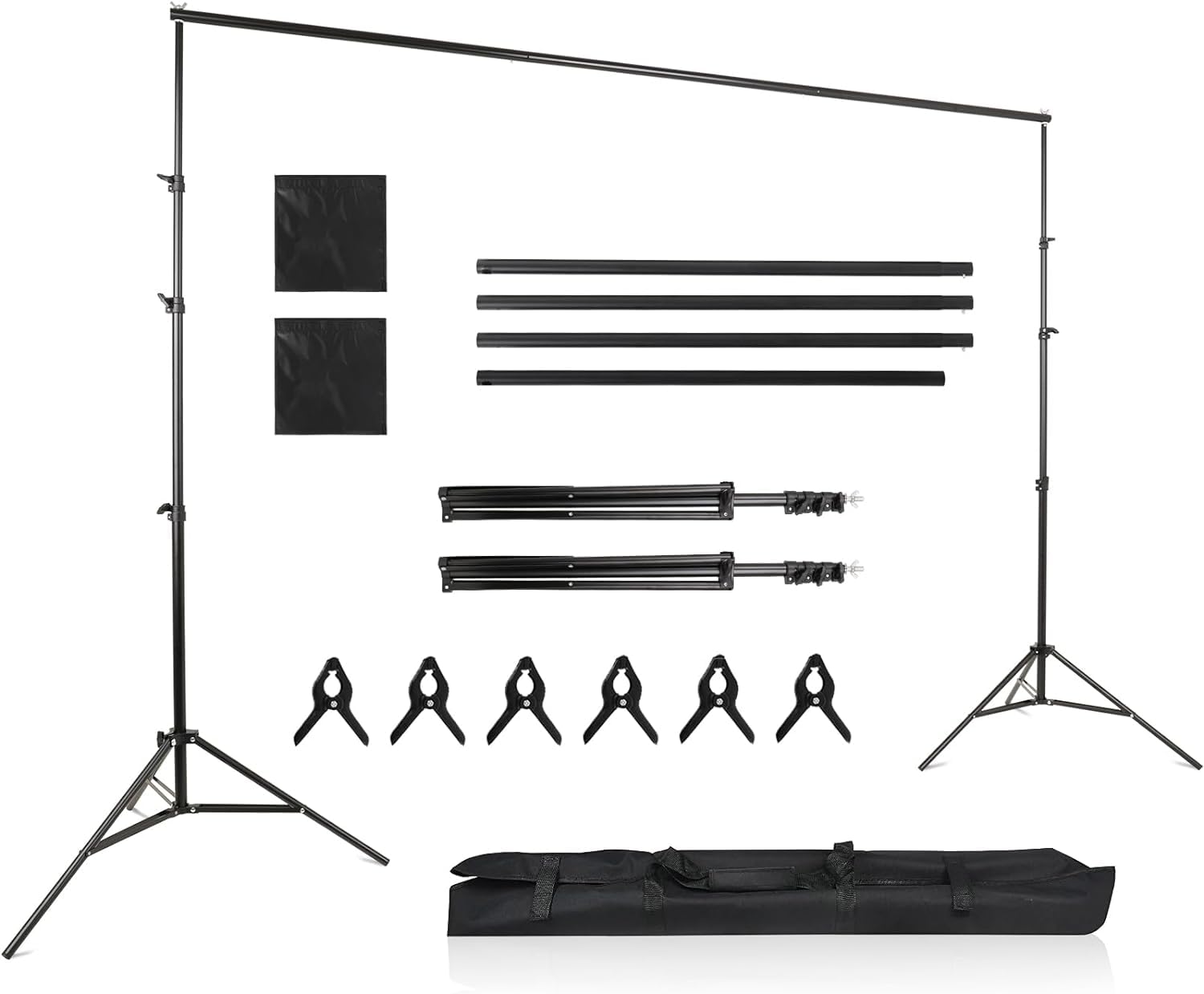 2,6 x 3 m Support de Fond Réglable, Professionnel pour Fond Studio Photo, avec Sac de Transport pour Photographie/Diffusion en Direct/Mariage