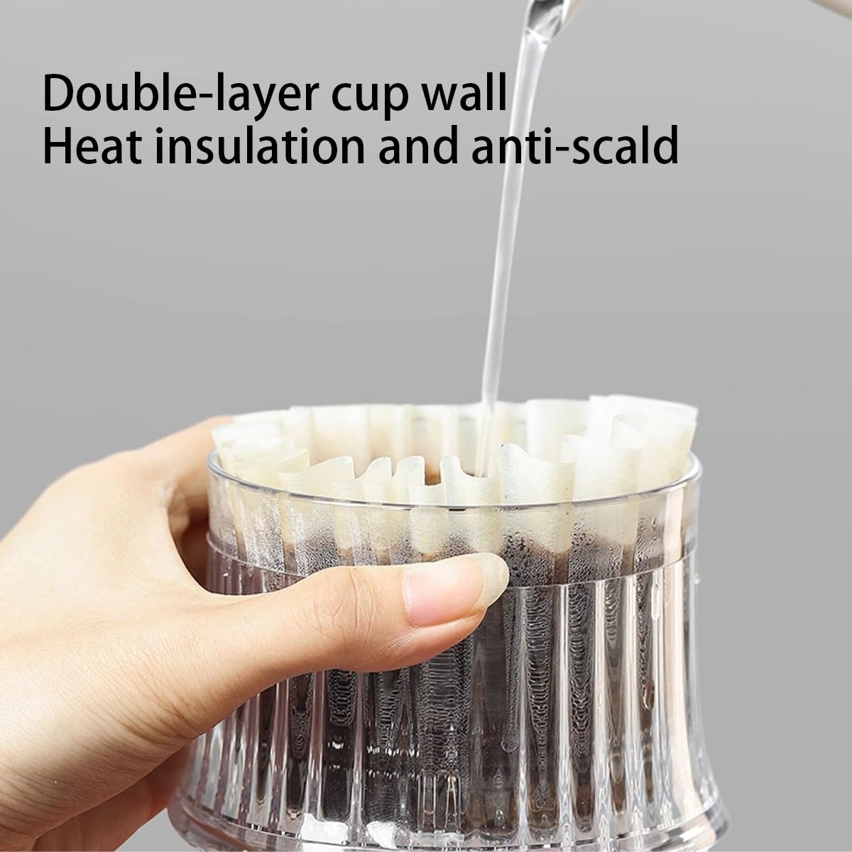 Cafetera de vertido, cafetera de goteo lento con 50 filtros de papel y jarra de vidrio para cafetería en casa, restaurante y camping