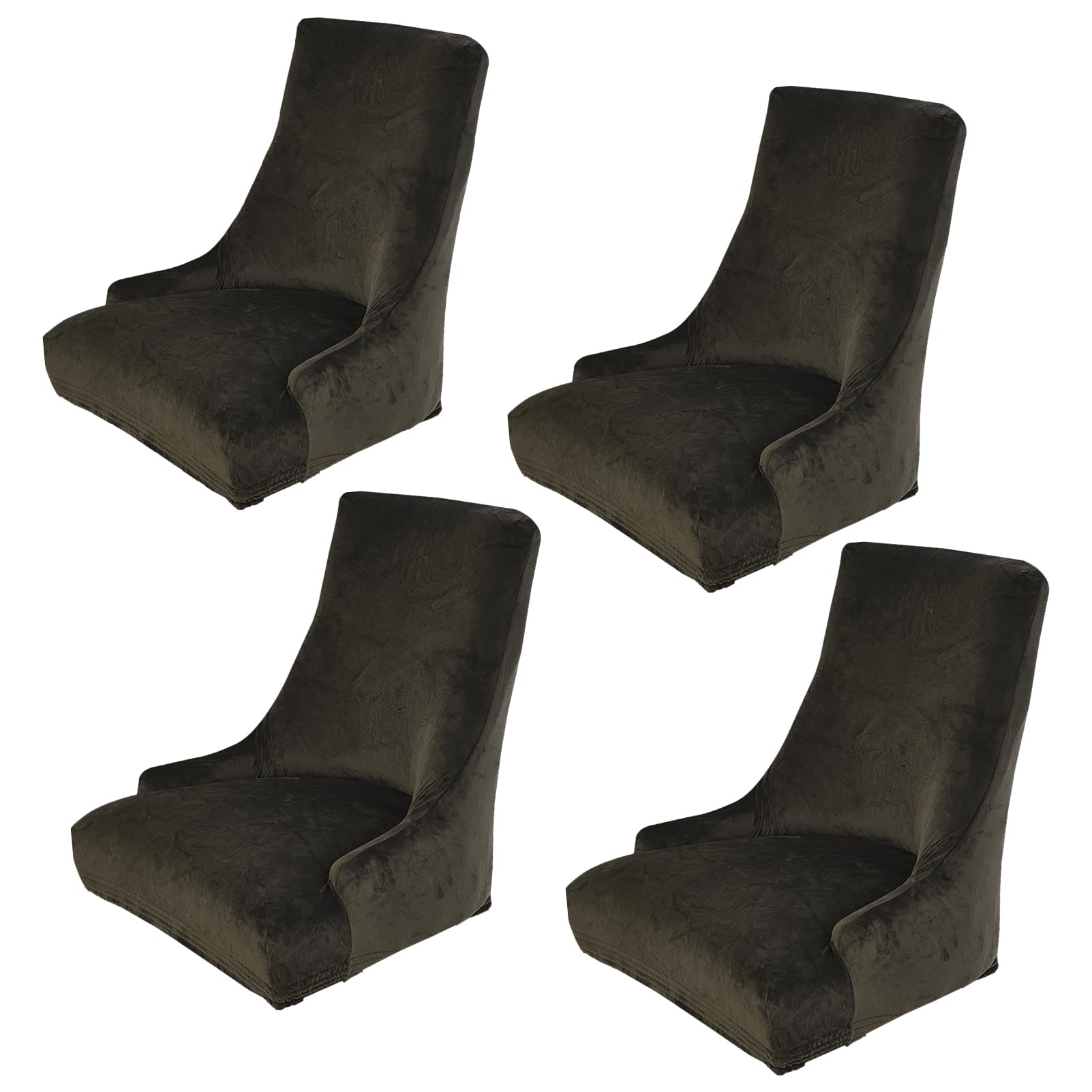 rismart Stretch Wingback Side Chair Covers Removable Spandex Seat Slipcovers for Armchairs Army Green 4 PCS