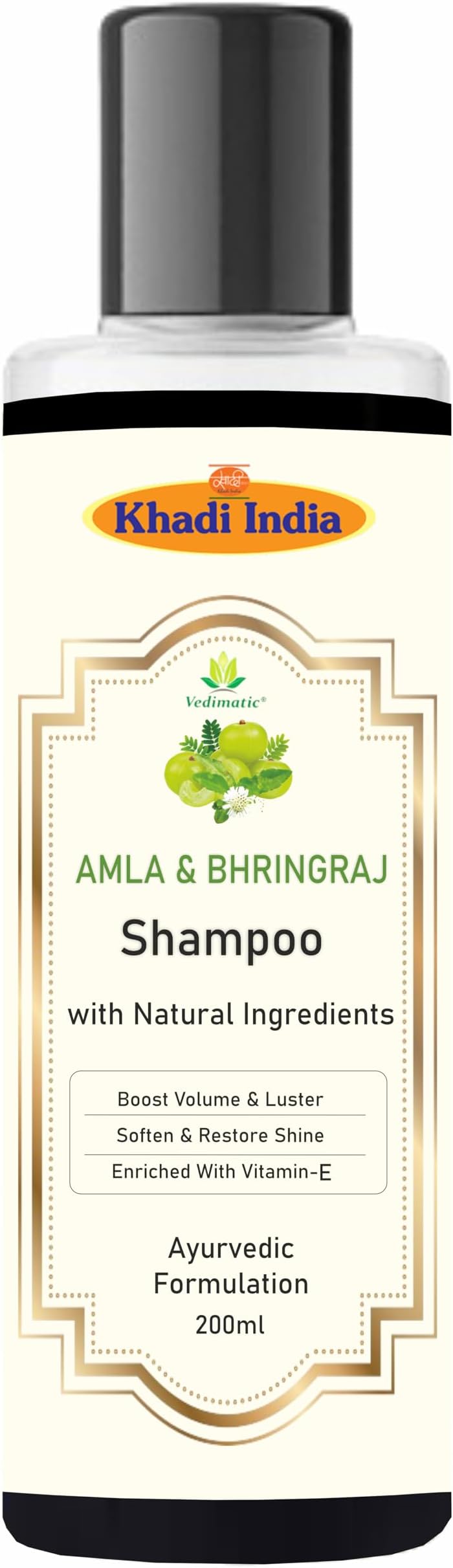 Khadi 100% Pure & Natural Herbal Amla & Bhringraj Shampoo/Cleanser for Controlling Dandruff & Hair fall | Shampoo for Reducing Scalp Irritation
