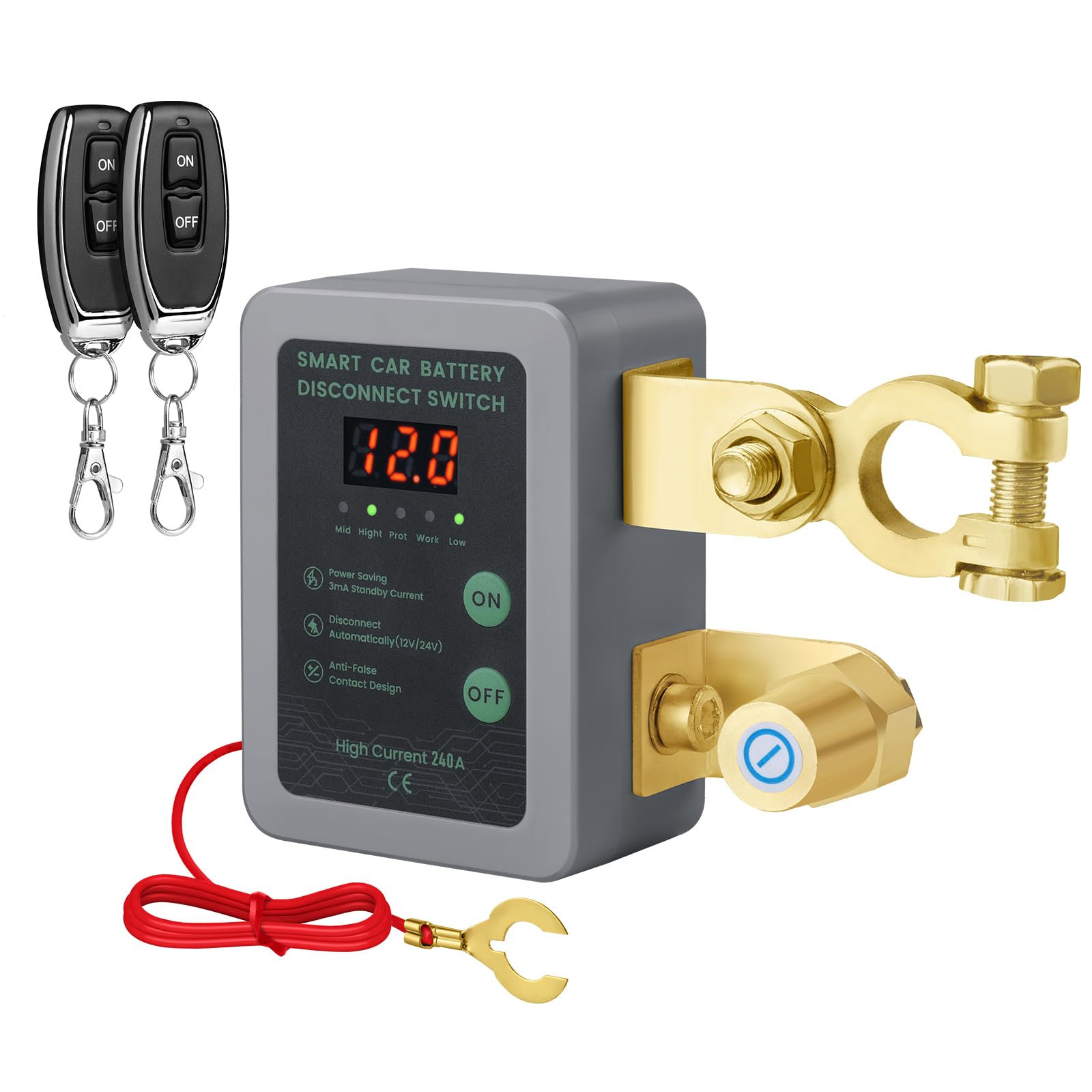 12V Intelligent Battery Power-Off Switch with Remote - Ideal for Car, Truck, RV, ATV, LED Voltage Display, Anti - Theft Battery Kill & Cut - Off