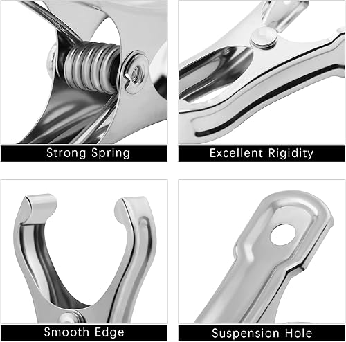 Miniatura 3 de Aodaer 60 clips de acero inoxidable para jardín con agarre fuerte, clips de invernadero, película antiviento, malla de sombreado, abrazaderas de