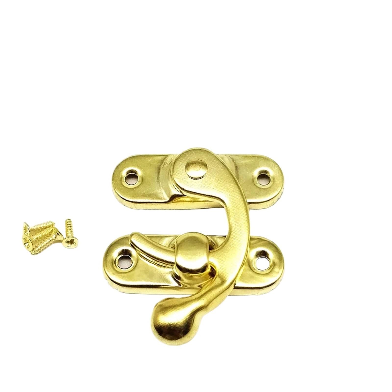 12pcs Box Toggle Latch Hasp Hook Lock Closure for Wooden Jewelry Chest Case Leather Bag Handbag Suitcase with Screw for Boxes v(Large Golden)
