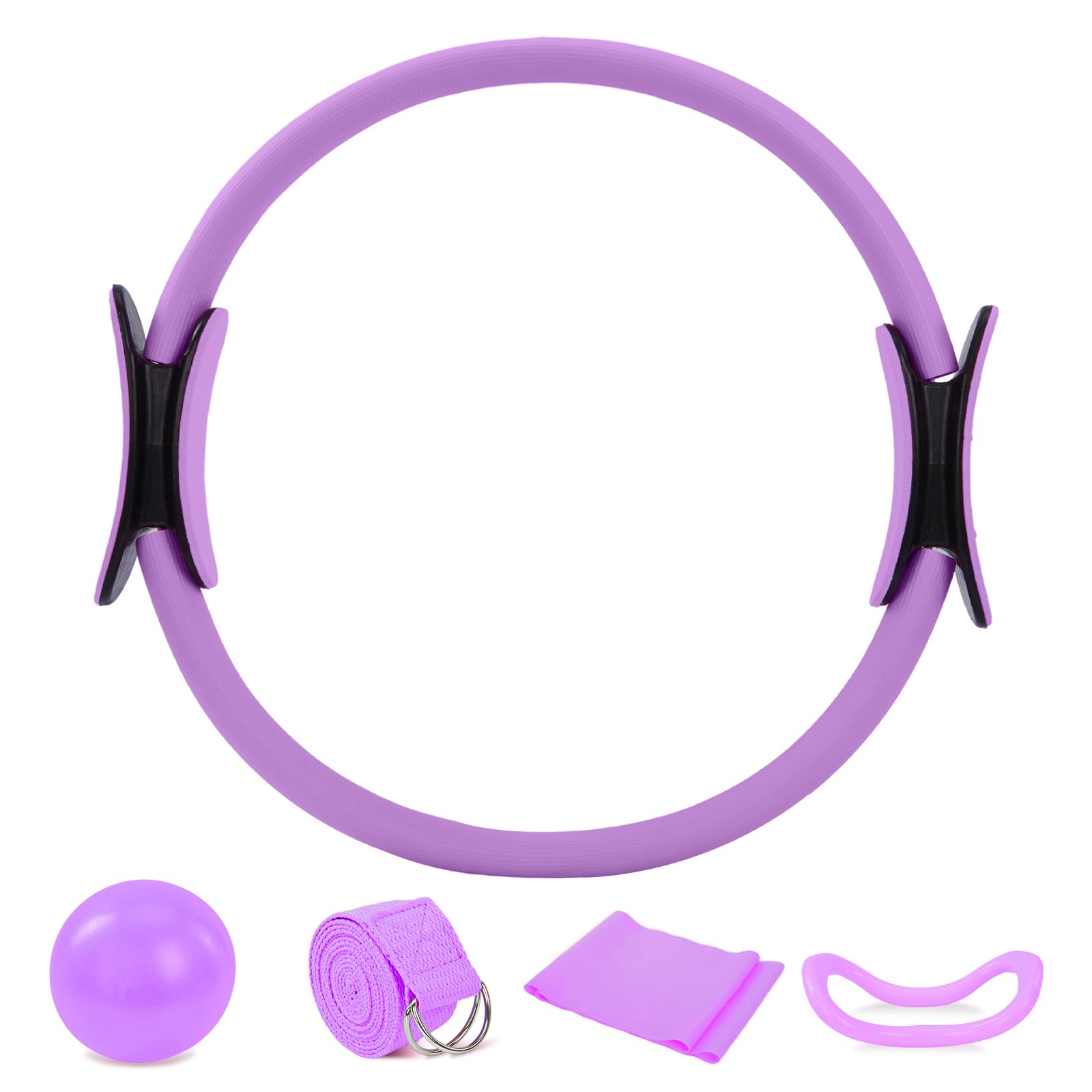 Youyijia 5-Piece Pilates Ring Set with Yoga Ball & Resistance Bands Premium Home Gym Equipment for Full-Body Toning Stretching & Strength Training (Purple) — image 1