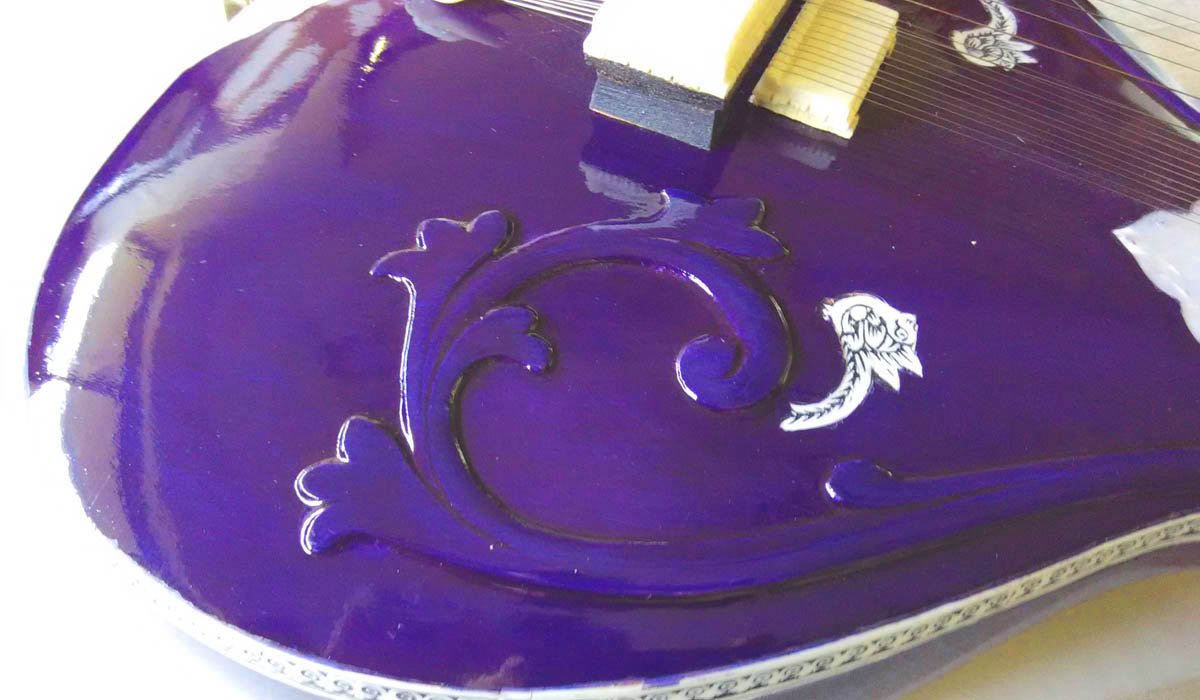 Purple Haze eléctrica guitarra acústica diseño psicodélico Indian Sitar Fusion W Piezo Pastillas