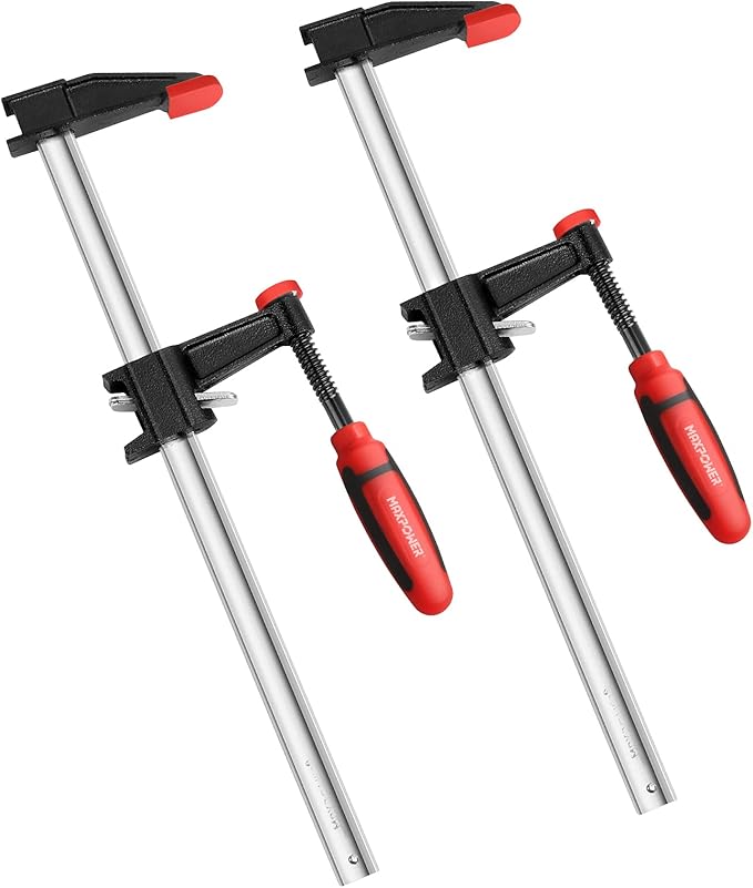 MAXPOWER 12Inch Steel Bar Clamps Set, 2Pack QuickAdjust Wood Clamps