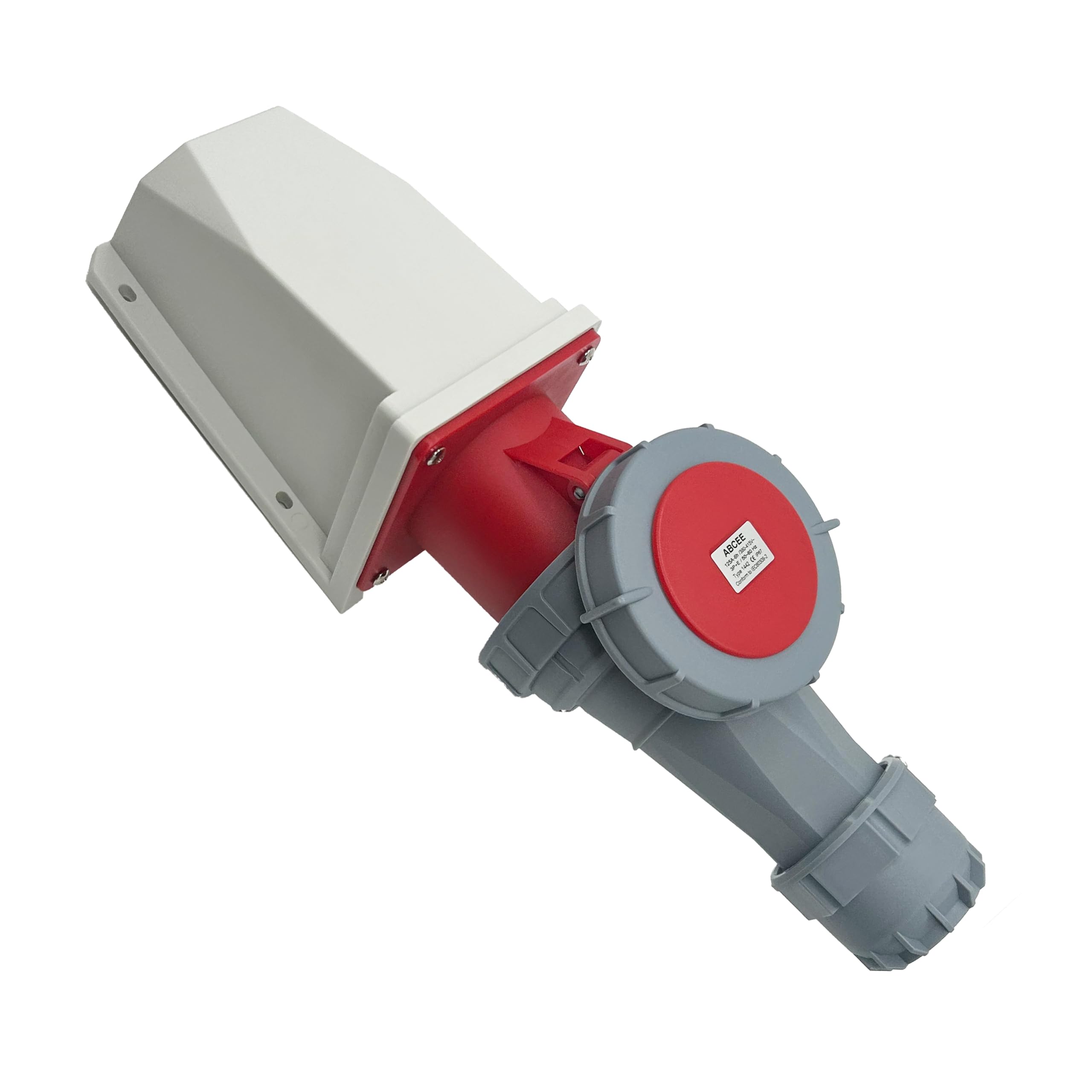 Conector de receptáculo de 125 A macho de 4 pines + montaje en superficie, 380 V-415 V 3P+E 6H IEC60309, conector industrial impermeable y enchufe, conector de aviación IP67 de montaje rápido (1 juego