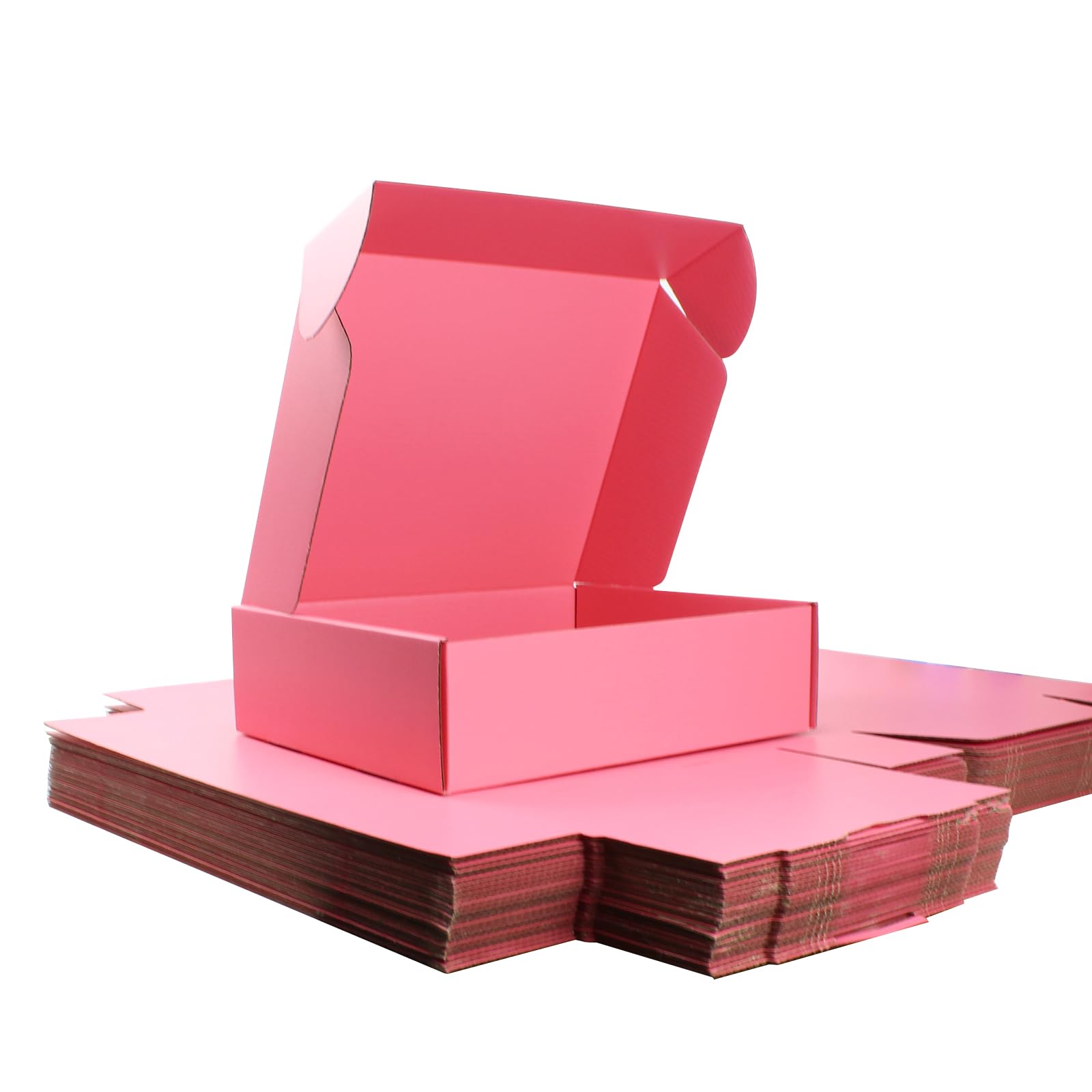 25 x 20 x 7 cm Rosa Klappdeckel-Versandbox – Recyclingkarton – innen & außen rosa – für Geschenke, Sets & Basteln – 25er-Pack