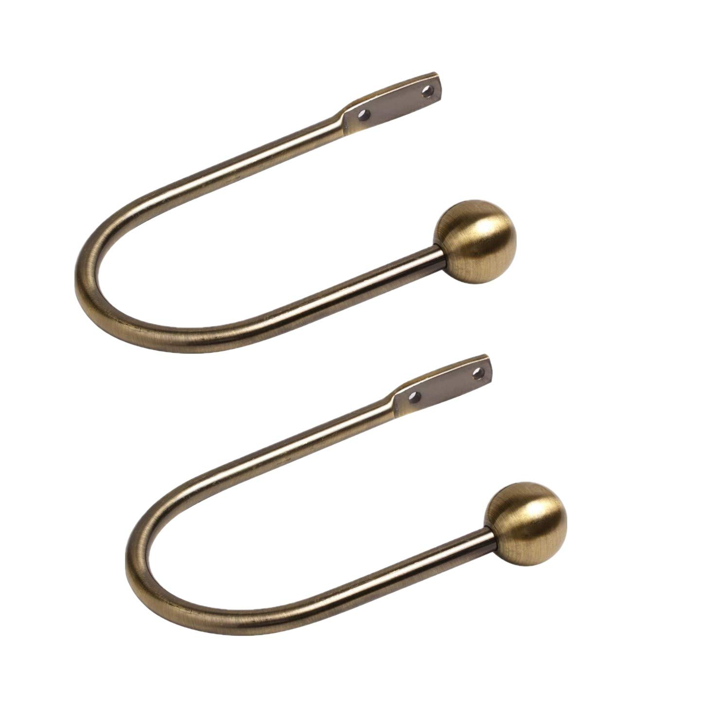ABC Decor Pack of 2 Curtain Holdbacks, Metal Hold backs, Pair, Antique Brass colour