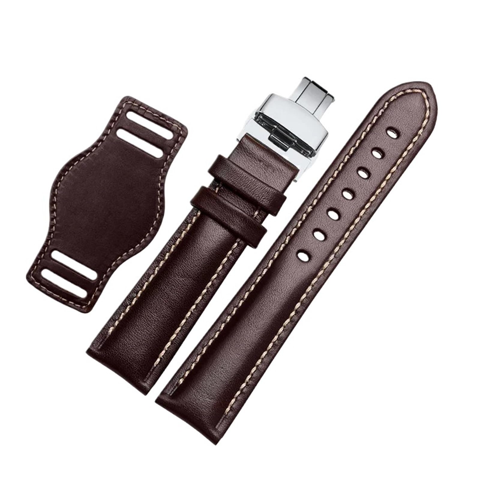 LUGEMA Correa De Reloj Piel Vacuno Auténtica Primera Calidad, Disponible En 18 Mm, 20, 21 Y 22, Con Acabado Mate. Disponible Color Vino