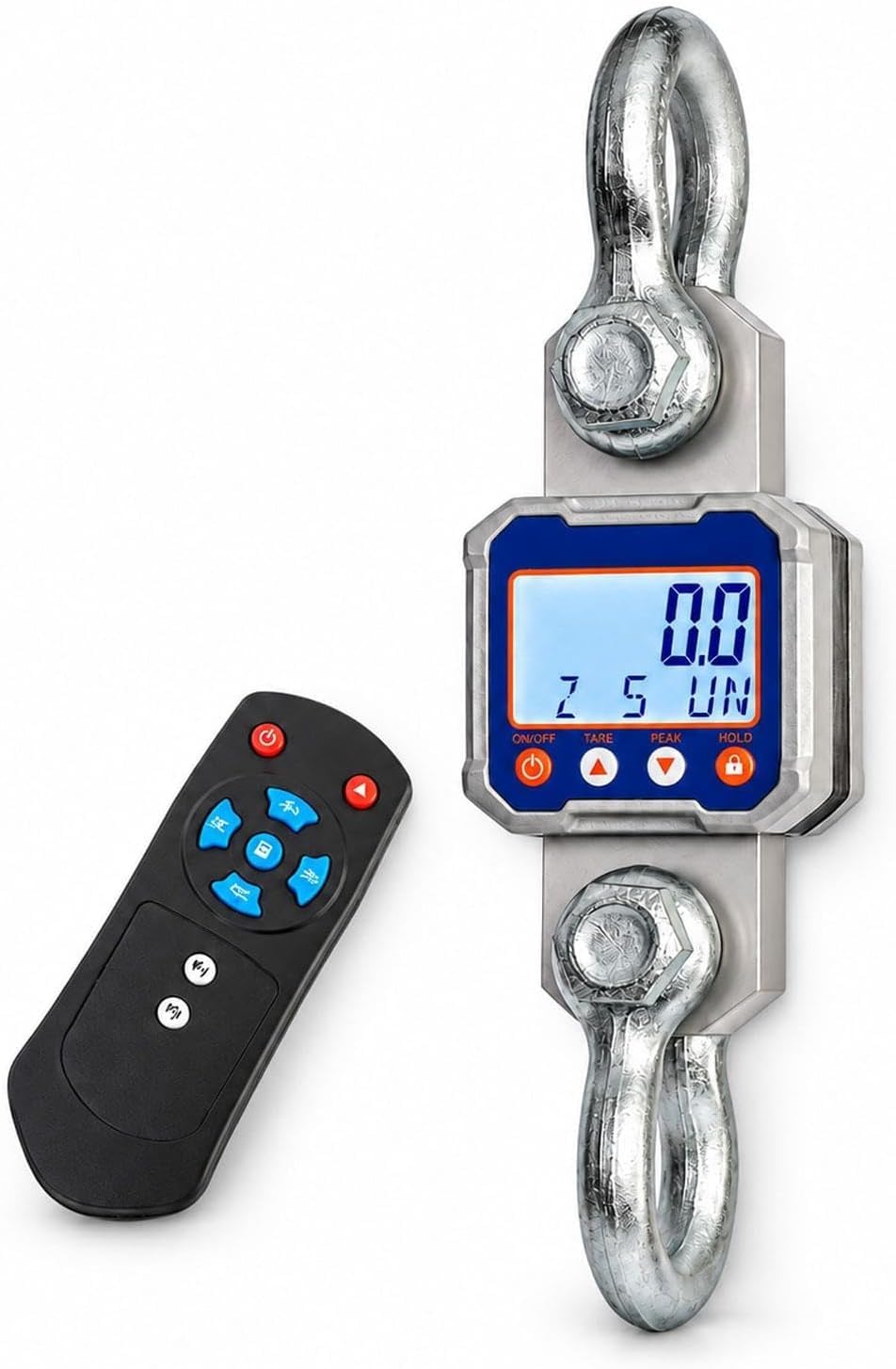 Medidor de fuerza de dinamómetro de tensión, báscula digital para grúa, dinamómetro de tensión, con pantalla LCD, interruptor de 3 unidades, control remoto para taller mecánico o fábrica.