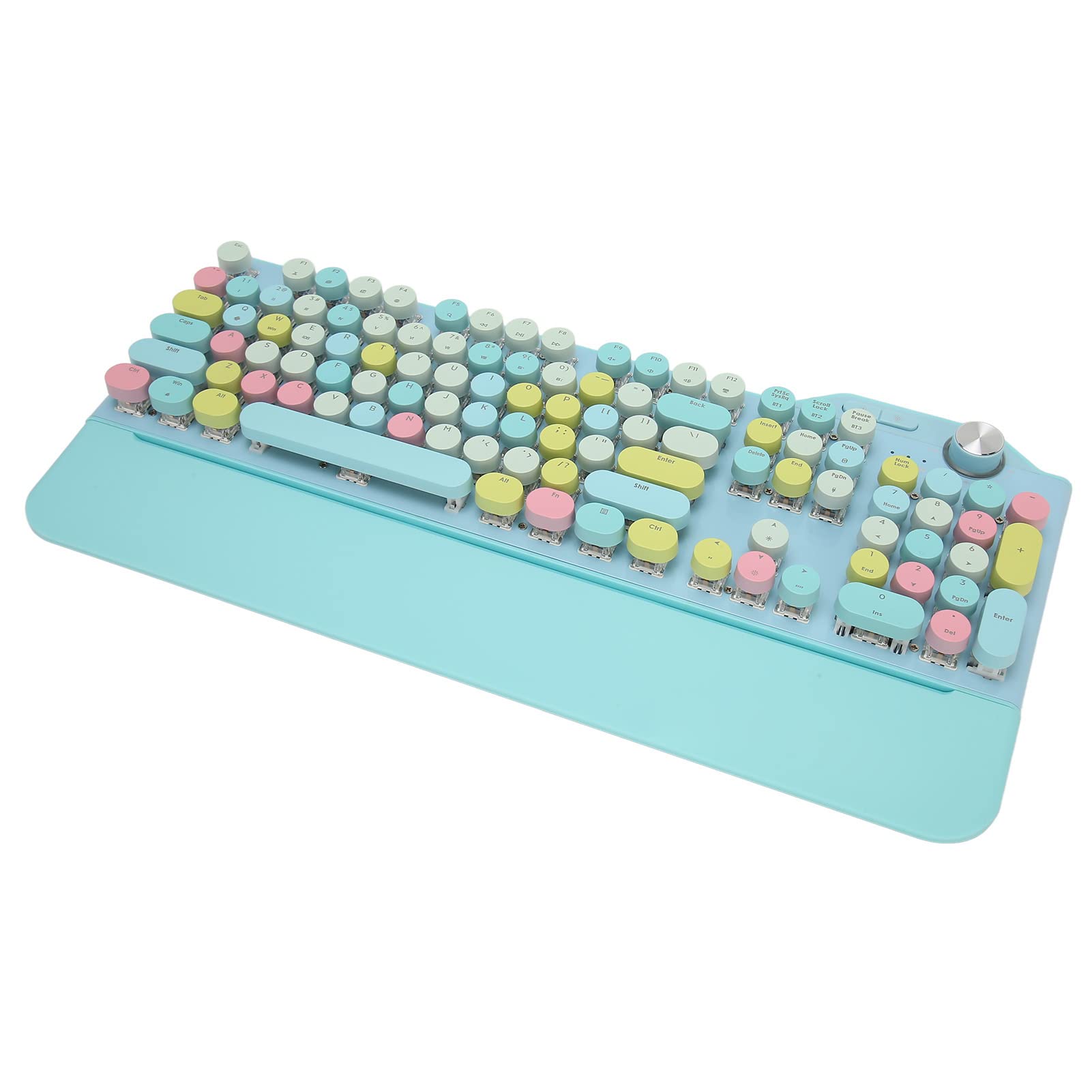 Haofy Tastiera per Ragazze Tastiera Wireless Cablata o Wireless Copritasti Rotondi con Interruttore Blu in Lega di Alluminio per Desktop (Blu)