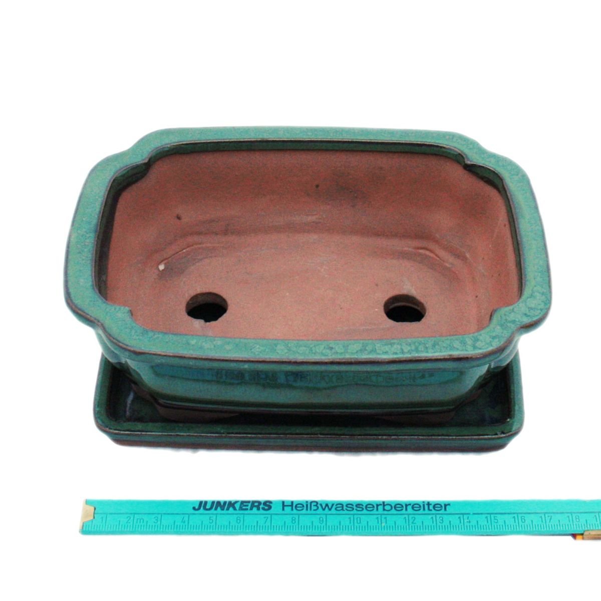 Bonsaï Bol avec sous assiette Taille 3 – Vert – Carrée – Modèle G12 – L 18 cm – B 14 cm – H 5,5 cm