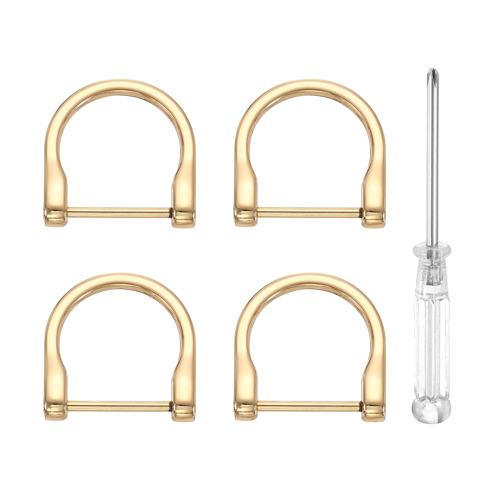 sourcing map D-Rings Screw in Shackle 1" U Shape Light Gold 4pcs