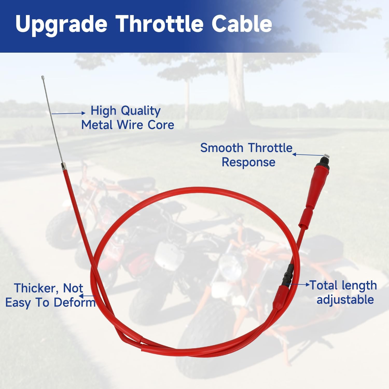 7/8" Mini Bike Throttle Assembly Kit 50'' Throttle Cable Compatible with Coleman CT200U CT200U-EX BT200X Baja Warrior Massimo Motovox Predator 212cc 196cc 6.5hp SSR Apollo Dirt Bike Parts
