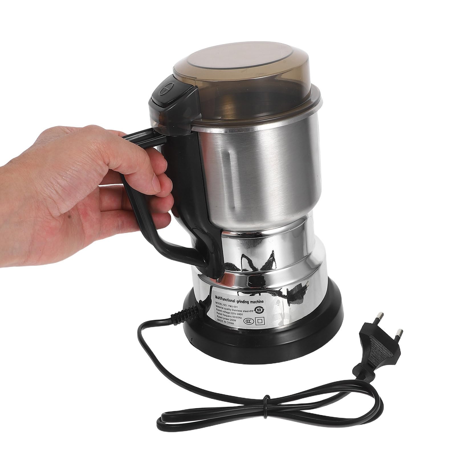 SOLUSTRE Molinillo Eléctrico de Cereales y Café con Motor, Capacidad 600g, Diseño Compacto de Acero Inoxidable para Cocinas Pequeñas y Apartamentos