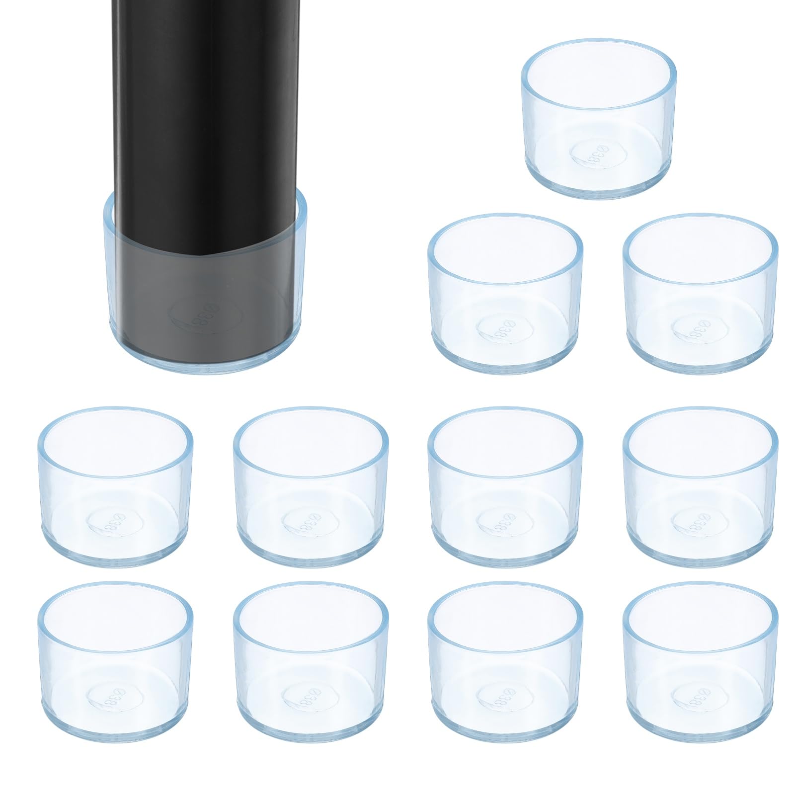 sourcing map 12Pcs Chair Leg Floor Protectors, 1.50 Inch ID Clear Chair Leg Caps, Round Transparent Furniture Foot Covers Non-Slip Anti-Scratch for Floor, Hardwood, Tile Protection