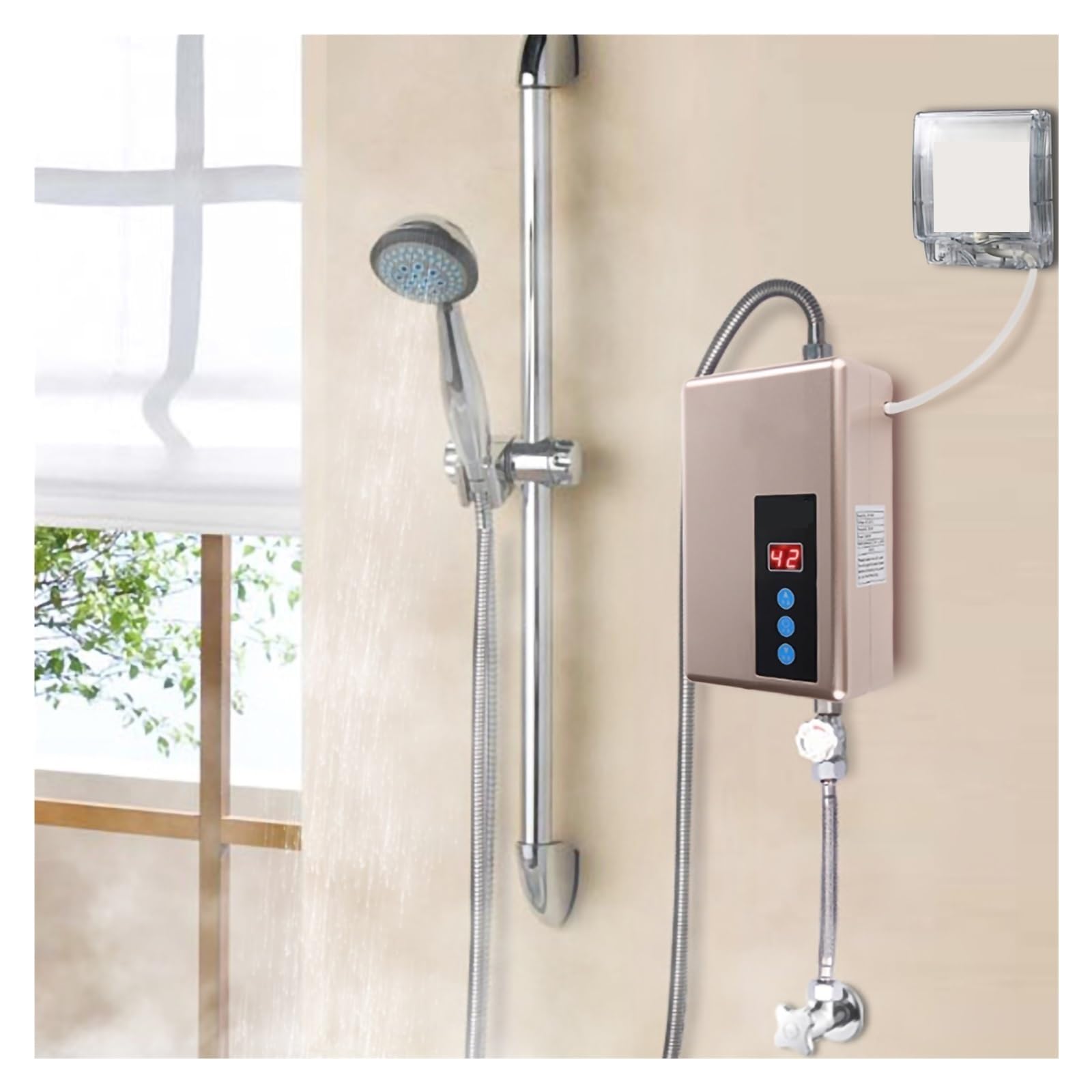 Mini Calentador De Agua Eléctrico Instantáneo 5500 W Caliente For Ducha Sin Tanque, For Cocina RáPido Y CóModo(Black)