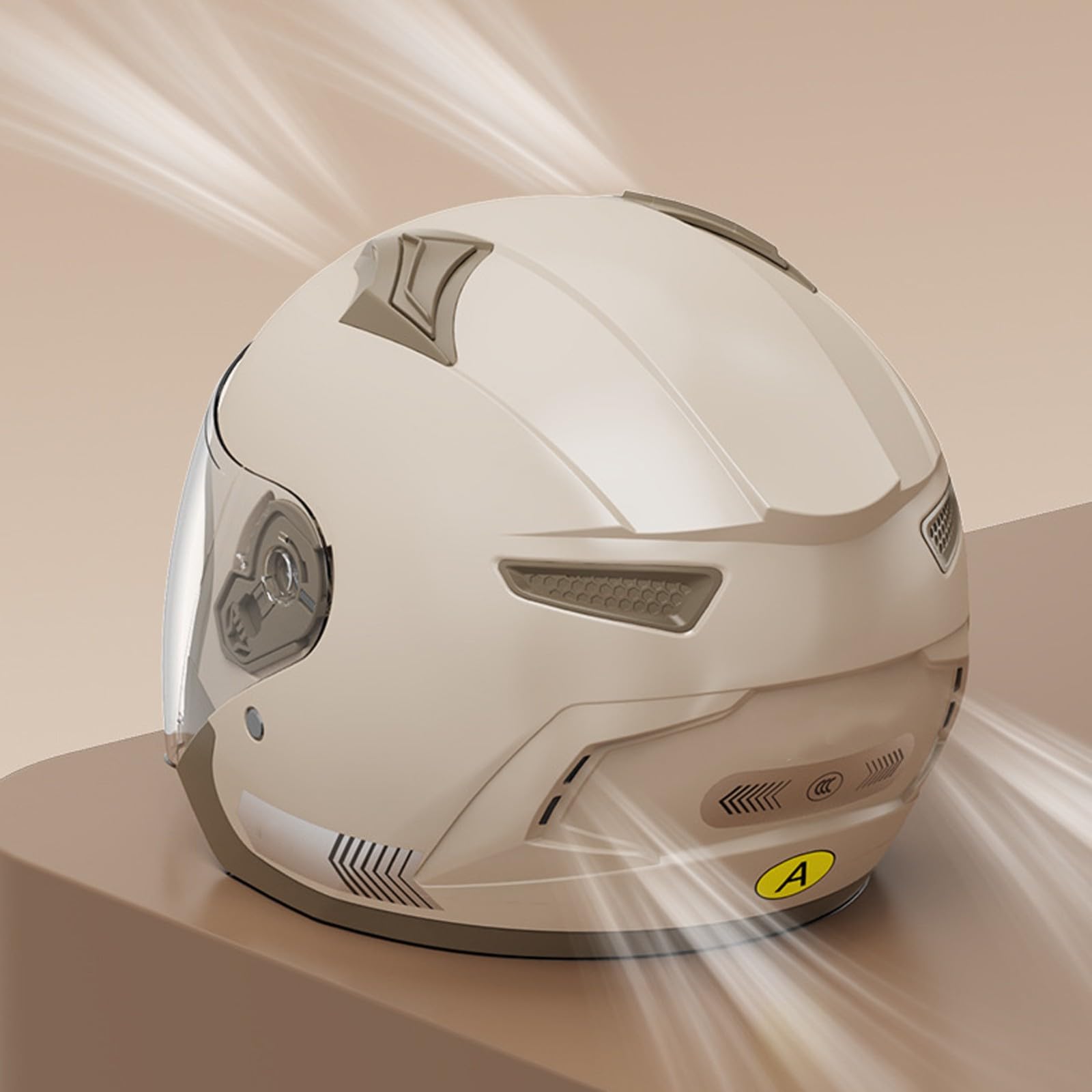 Kask motocyklowy dla dorosłych mężczyzn Homme damski, 3/4 kask z podwójnymi wizjerami, kask motocyklowy w stylu retro z certyfikatem DOT/ECE