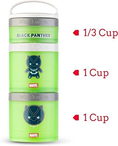 Miniatura 2 de Whiskware Marvel - Recipientes apilables para bebés, niños y niños pequeños, 3 tazas apilables para aperitivos para la escuela o viajes, aptos para