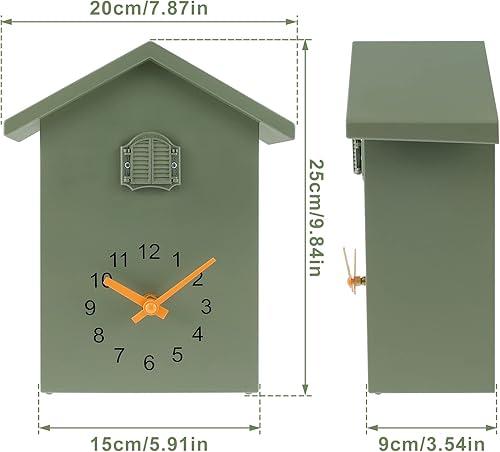 Miniatura 2 de HOTBEST Reloj de cuco de madera, reloj minimalista con sonido de cuco con péndulo, delicado reloj de cuco para pájaros, casa, funciona con pilas,