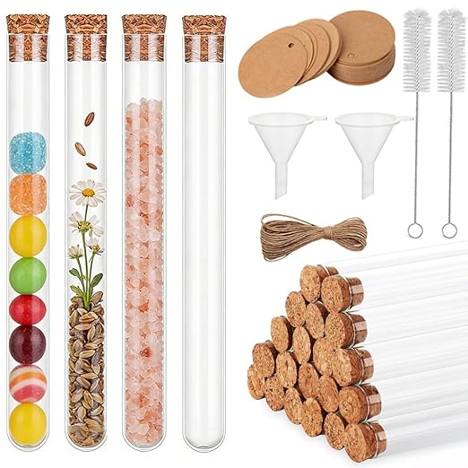 Pack of 20 Plastic Test Tubes with Corks: Durable and Versatile Containers