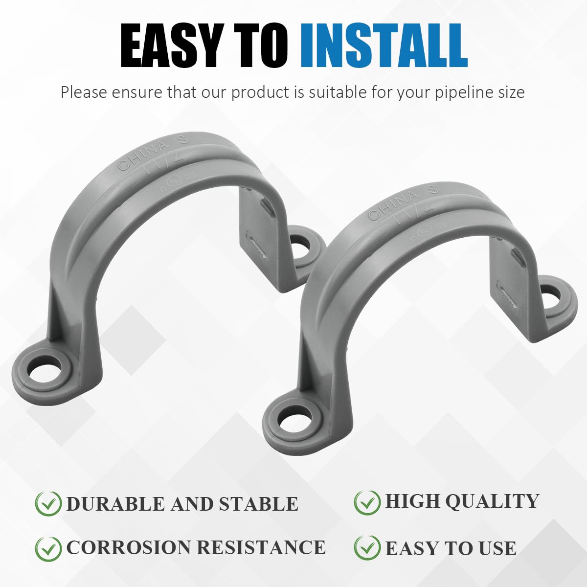 PVC Conduit Clamps 30-Pack 1/2 Inch PVC Pipe Clamps - U-Shape Conduit ...
