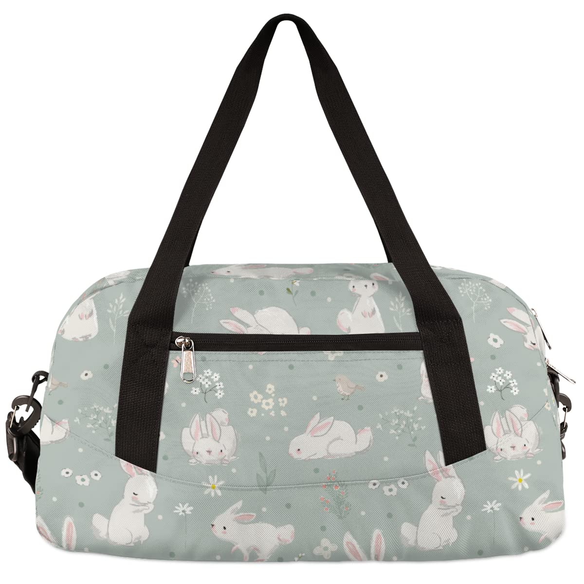 Cute Rabbit Animal Kids Duffle Bag for Boys Girls Dance Bag,Easter Bunny Daisy Sport Gym Bags Overnight Travel Bags Teen Kids Weekender Bag for School Practice Gymnastic Ballet