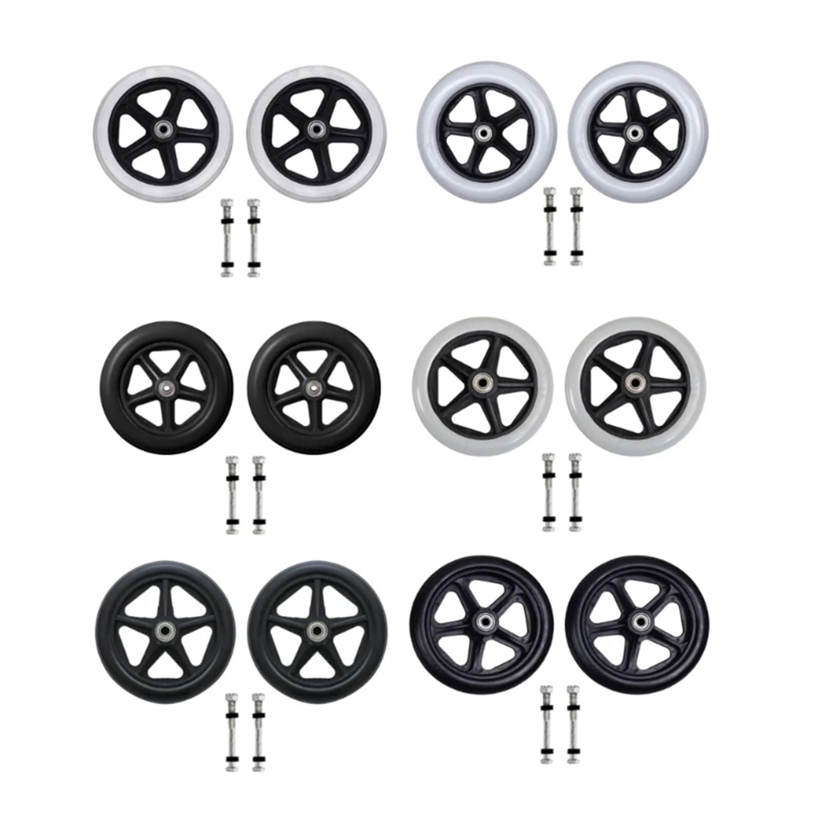 Ruedas Delanteras para sillas de Ruedas 2 Ruedas Delanteras universales de Repuesto for Silla de Ruedas de 6, 7 y 8 Pulgadas, Accesorios for sillas de Ruedas(Black,7 Inches)