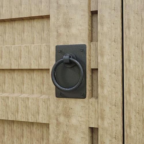 Miniatura 10 de Renovators Supply Manufacturing Cierre automático de puerta de hierro fundido negro con cadena galvanizada de 5 pies de largo, paquete de 2