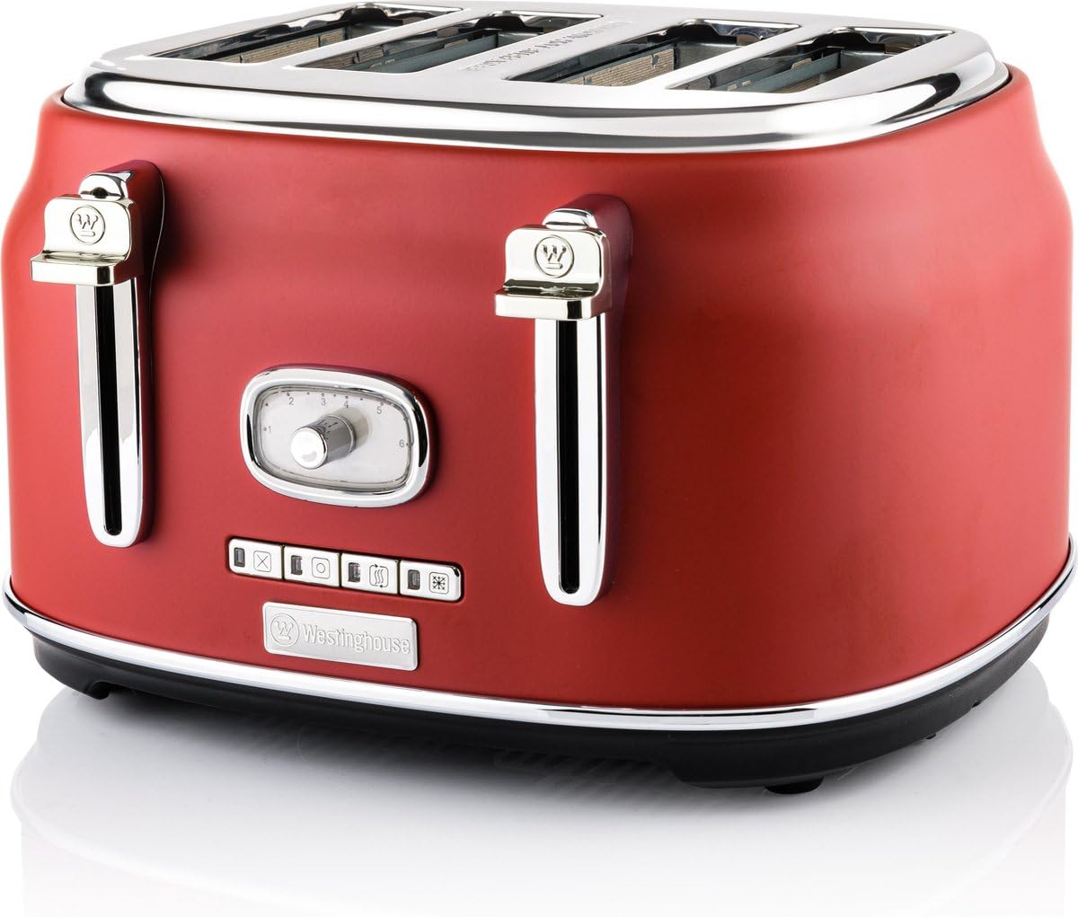 Westinghouse Toaster Retro toster z 4 kromkami, czerwony