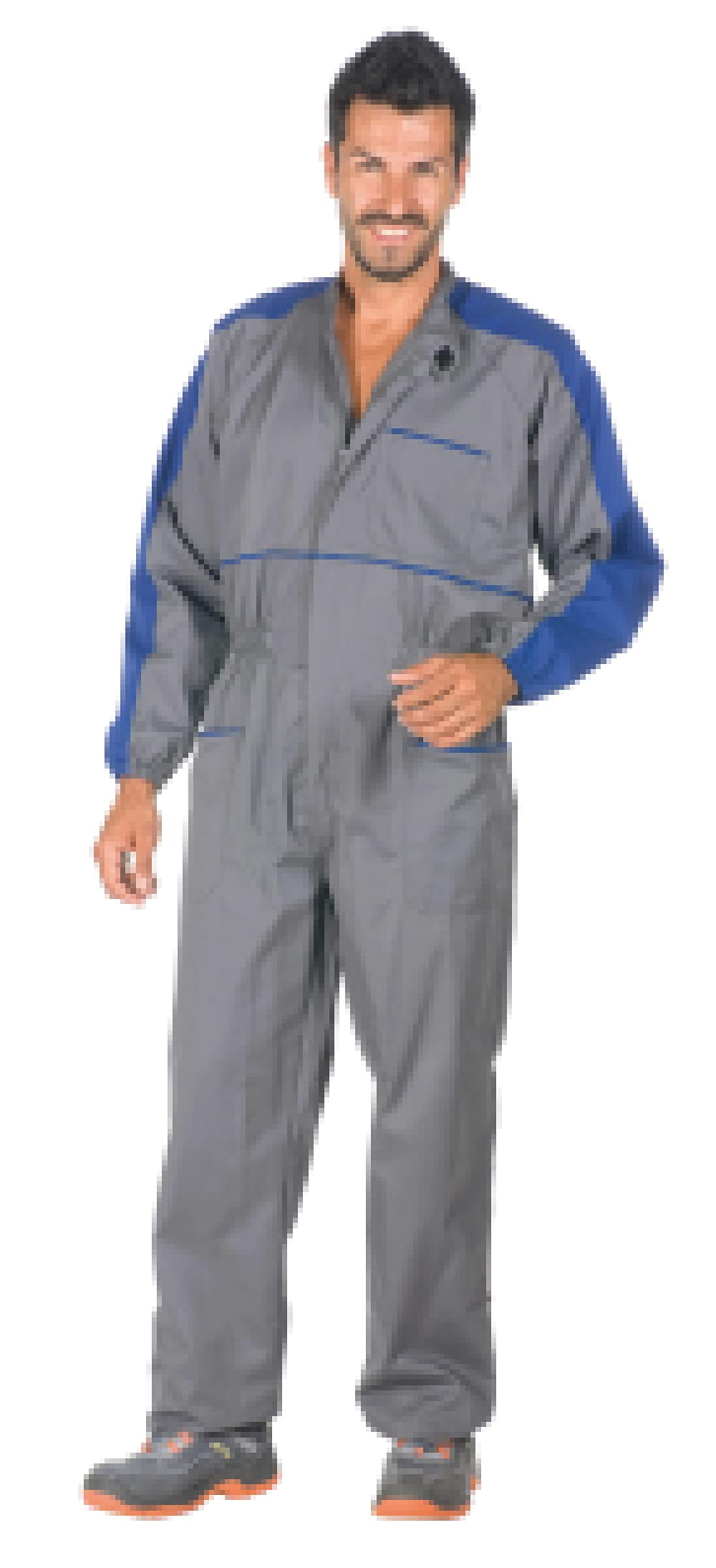 Mono de trabajo entero de polialgodón para mecánico, color gris y azul, talla M