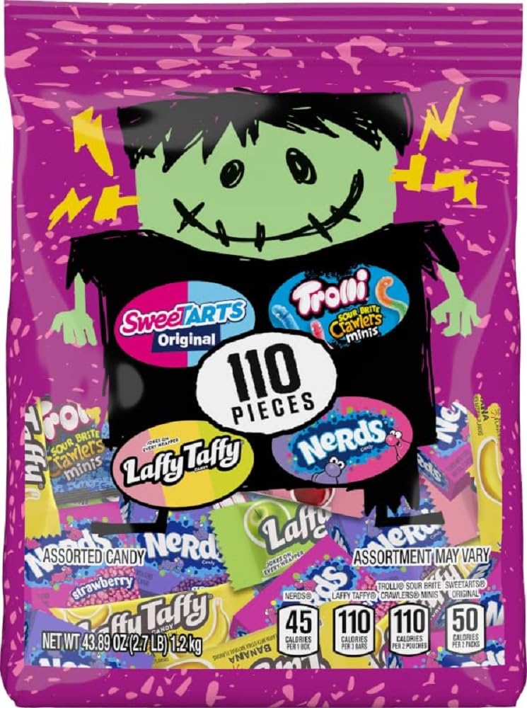 SweeTARTSFranken Favorite Halloween Mixed Candy Bag, Individually Wrapped Trick or Treat Halloween Candy, 43.89 oz, 110 Count