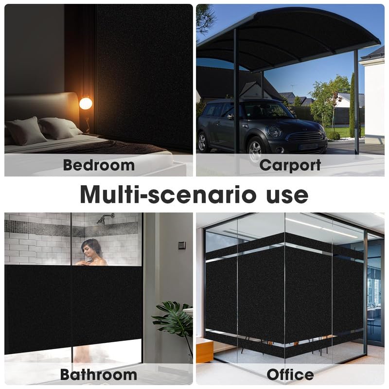 Image of Blackout Black Film for Glass Window, self Adhesive Glass Film for Privacy Glass Film for Sunlight Heat Blocking, Glass Window, Office Cabins, Home - 100% Black Glass film24 X 240 Inchs