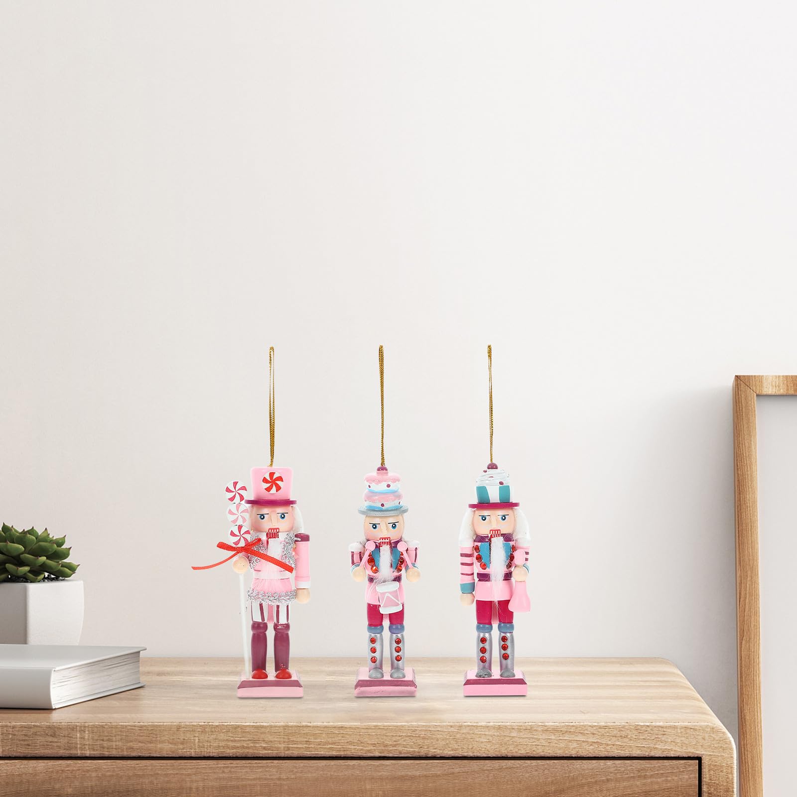 15 Piezas Figura de Cascanueces de Madera, Adorno Navideño para