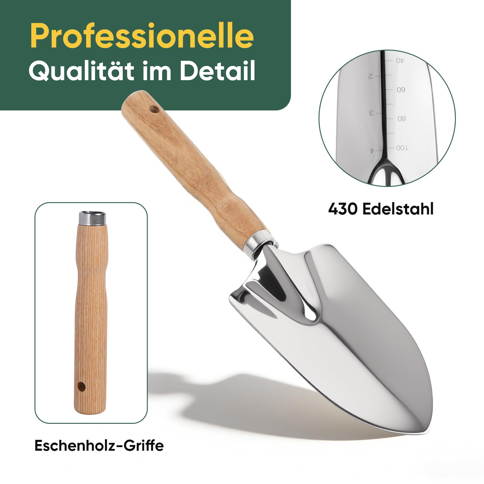 Gartenwerkzeug Set, 10-teilig Gartengeräte aus Hochwertigem Edelstahl, inkl. klein Gartenschaufel Gartenschere Gartentasche Handschuhe
